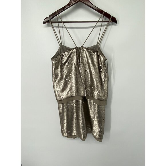 NWT BANANA REPUBLIC STRAPPY SEQUIN DRESS LINED SILVER SIZE 4 - Picture 5 of 5